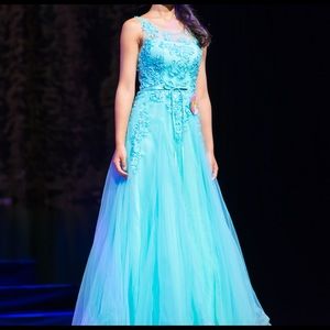 Tiffany blue evening gown formal prom dress